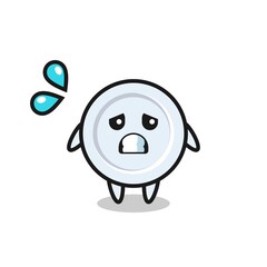 plate mascot character with afraid gesture