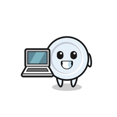 Mascot Illustration of plate with a laptop