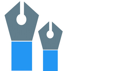 Two 3D illustration Fountain pen nib icon symbol isolated on white background