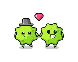splat cartoon character couple with fall in love gesture