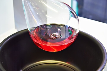 Red liquid in flask of evaporator