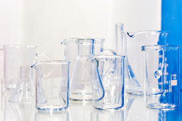 Laboratory glass bottles and flasks