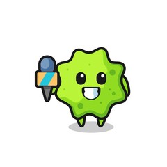 Character mascot of splat as a news reporter