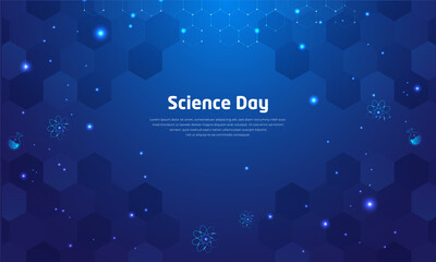 Celebration elegant world Science Day background with geometric, technology and innovation element.