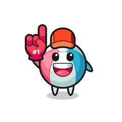 beach ball illustration cartoon with number 1 fans glove