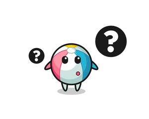Cartoon Illustration of beach ball with the question mark