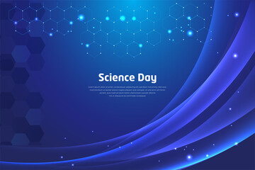 Fantastic Science Day design background with technology  and geometric elements vector.