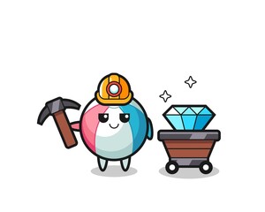 Character Illustration of beach ball as a miner