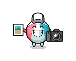 Character Illustration of beach ball as a photographer