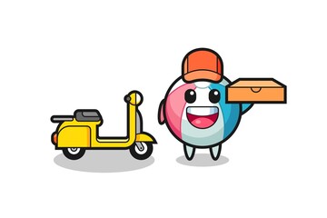 Obraz premium Character Illustration of beach ball as a pizza deliveryman