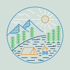 Camping in the great nature graphic illustration vector art t-shirt design