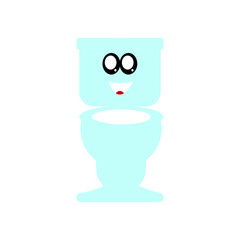 toilet bowl with a smile kawaii logo concept