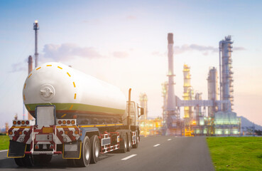 Transportation of oil and natural gas by truck in Oil Refinery factory and petrochemical plant - Petroleum industry