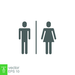 Toilet restroom sign icon. Public navigation symbol. Simple solid style. Vector illustration isolated on white background. EPS 10