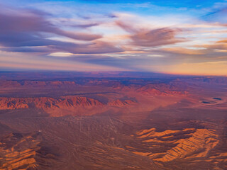 Aerial view of the Meadview city and Canyon landscape
