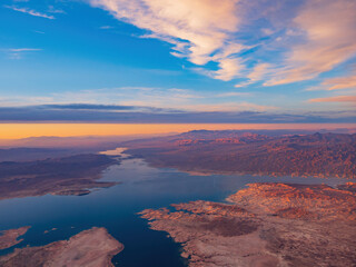 Aerial view of the landscape of Lake Mead National Recreation Area