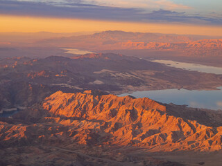Aerial view of the landscape of Lake Mead National Recreation Area