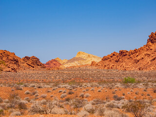 Sunny view of the landscape of Valley of Fire State Park
