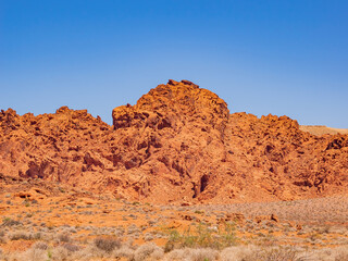 Sunny view of the landscape of Valley of Fire State Park