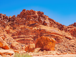 Fototapeta premium Sunny view of the landscape of Valley of Fire State Park