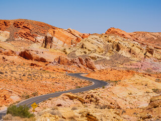 Sunny view of the landscape of Valley of Fire State Park