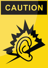 high noise area sign on yellow
