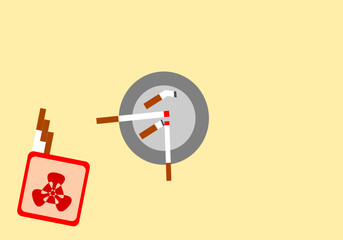 vector illustration addiction cigaretes spend lot of cigaretes in ashtray. isolated cream background.