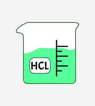 vector illustration beaker glass equipment for science laboratory filled with hcl liquid good for element design.