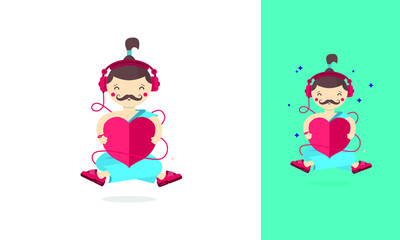 Yoga love meditation vector character design