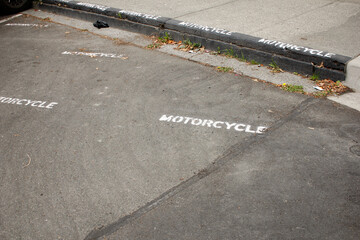 Fototapeta premium A view of a parking area designated for motorcycle vehicles.
