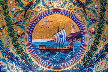 Ship Mosaic Basilica Notre Dame de la Garde Church Marseille France