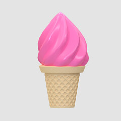 3d rendering - ice cream cone summer 3d icon 