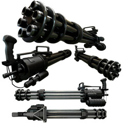 Gatling with different views. Transpiranced background can use them right away for your product. 