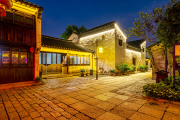 Night view of Dangkou Ancient Town in Wuxi, China