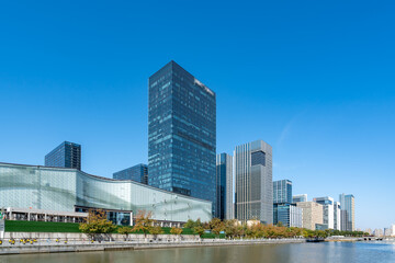 Obraz premium Street view of modern buildings in Ningbo, China