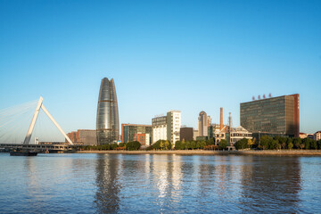 Fototapeta premium Street view of modern buildings in Ningbo, China