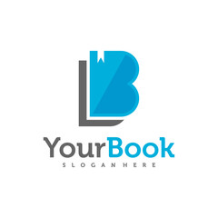 Letter B with Book logo design vector, Creative Book logo concepts template illustration.