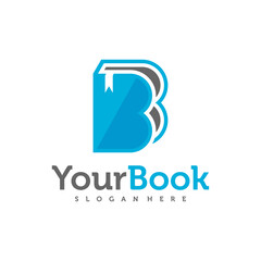 Letter B with Book logo design vector, Creative Book logo concepts template illustration.