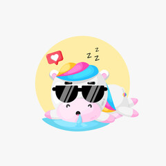 Illustration of cute unicorn sleeping peacefully
