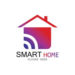 Fototapeta na wymiar Wifi House Vector Logo.Smart City Tech Icon Vector. City Net Logo Concept Vector