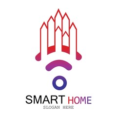 Wifi House Vector Logo.Smart City Tech Icon Vector. City Net Logo Concept Vector