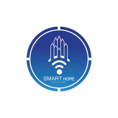 Wifi House Vector Logo.Smart City Tech Icon Vector. City Net Logo Concept Vector