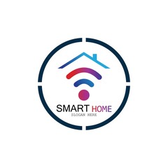 Wifi House Vector Logo.Smart City Tech Icon Vector. City Net Logo Concept Vector