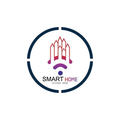 Wifi House Vector Logo.Smart City Tech Icon Vector. City Net Logo Concept Vector