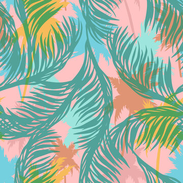 Abstract tropical seamless pattern, summer surf print