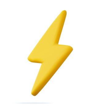 3d Yellow thunder and bolt lighting flash