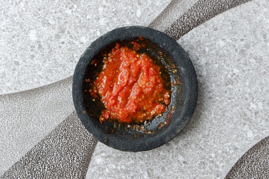 chili paste served in cobek
