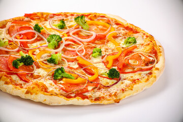 Vegetarian pizza with vegetables and cheese