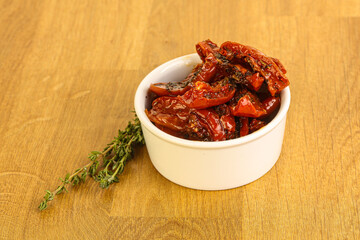 Sun-dried natural Italian tomato in the bowl