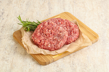 Raw beef burger cutlet for grill